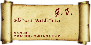 Géczi Valéria névjegykártya